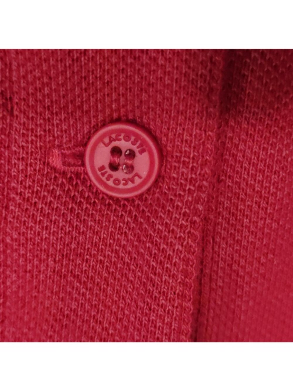 Lacoste Polo Shirt Mens 2XL Red Regular Fit Cotton Side Stripe Croc Logo Pique - Picture 7 of 12